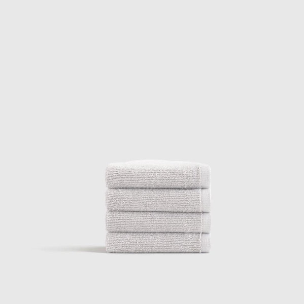 Turkish Ribbed Quick Dry Washcloth (Set of 4) - Silver