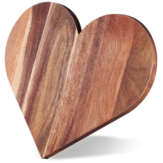 Heart Shaped Cutting Board, 12 x 10 x 0.6 Inch Acacia Wood Bread Board Cheese Serving Platter Serving Charcuterie Board for Meat Cheese and Vegetables Valentine's Day Xmas Gifts (Classic Style)