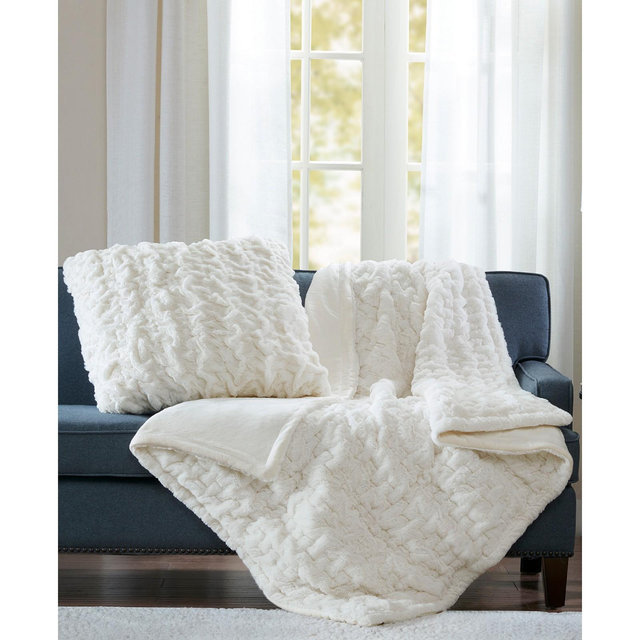 Madison Park Reversible Ruched Faux-Fur 50" x 60" Throw