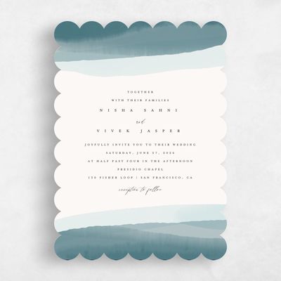 Blue Scalloped Wedding Invitation - Halloway Classic
