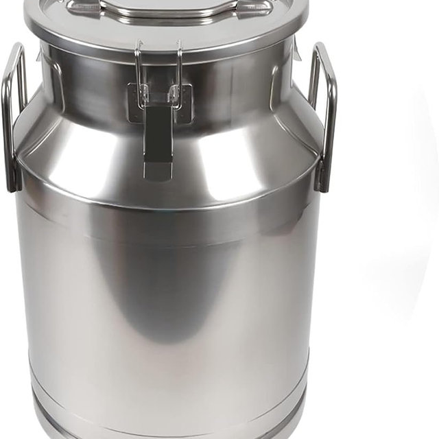 20L Stainless Steel Milk Can Wine Milk Bucket Wine Pail Bucket Milk Can Tote Jug with Sealed Lid Heavy Duty, with Independent Embedded Silicone Sealed Lid (20L)