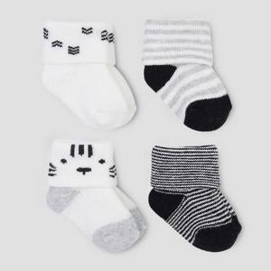 Baby Boys' 4pk Terry Bear Socks - Just One You® made by carter's Black/White 0-3M