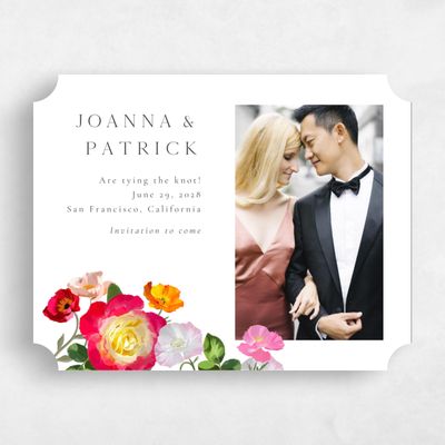 White Ticket Wedding Save the Date - Leora Photo