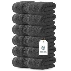 Classic Luxury Hand Towels for Bathroom-Hotel-Spa-Kitchen-Set - Circlet Egyptian Cotton - 16x30 Inches - Set of 6, Charcoal Gray