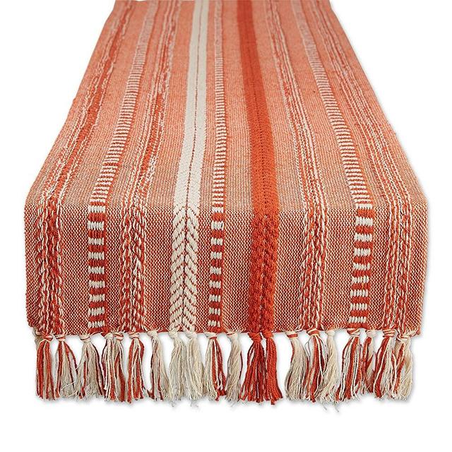 DII Farmhouse Braided Stripe Table Runner Collection, 15x72, Vintage Red