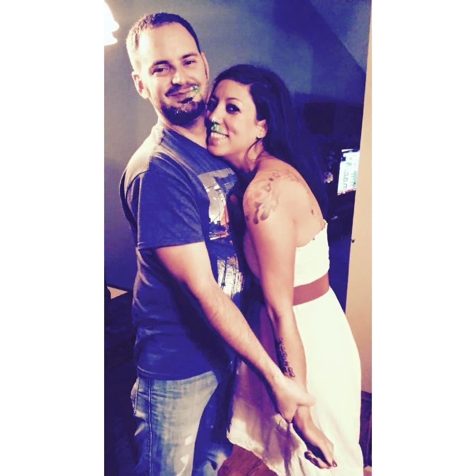 8/21/15 - Andy cakeface's birthday at Tim and Casey's place! 2 weeks fresh into the bliss.