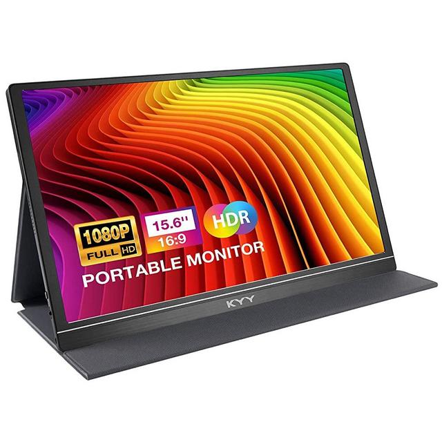 Portable Monitor - KYY 15.6'' FHD 1080P Portable Laptop Monitor USB C HDMI Gaming Monitor Ultra-Slim IPS Display w/Smart Cover & Speakers, Plug&Play, External Monitor for Laptop PC Phone Mac Xbox PS4