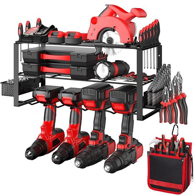 Power Tool Organizer - Garage Organization and Storage with Bag for Handheld & Power Tools | Drill Holder Wall Mount | Power Tool Organizer Wall Mount | Tool Rack for Garage, Workshop