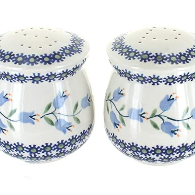 Blue Rose Polish Pottery Tulip Salt & Pepper Shakers with Handles