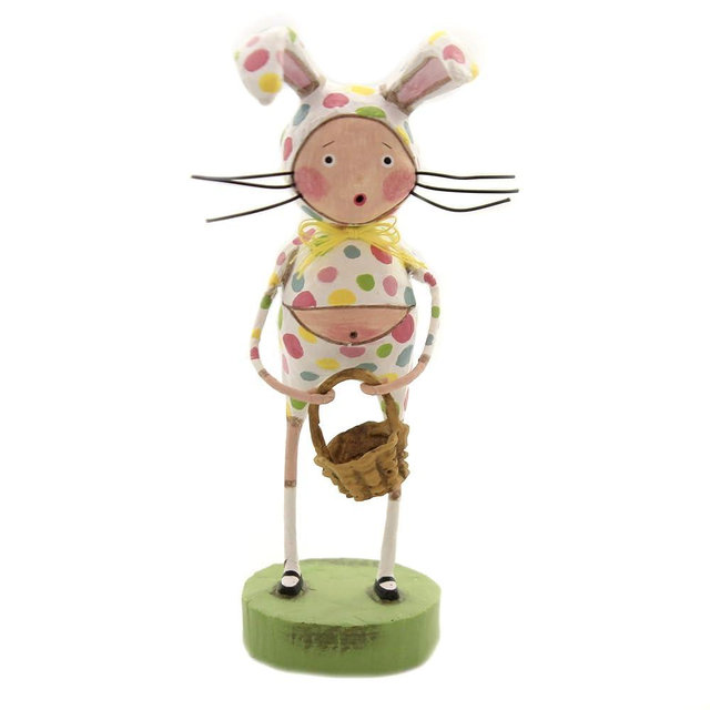 Lori Mitchell Bunny Foo Foo Polyresin Easter Bunny Basket Polka Dots 12287.