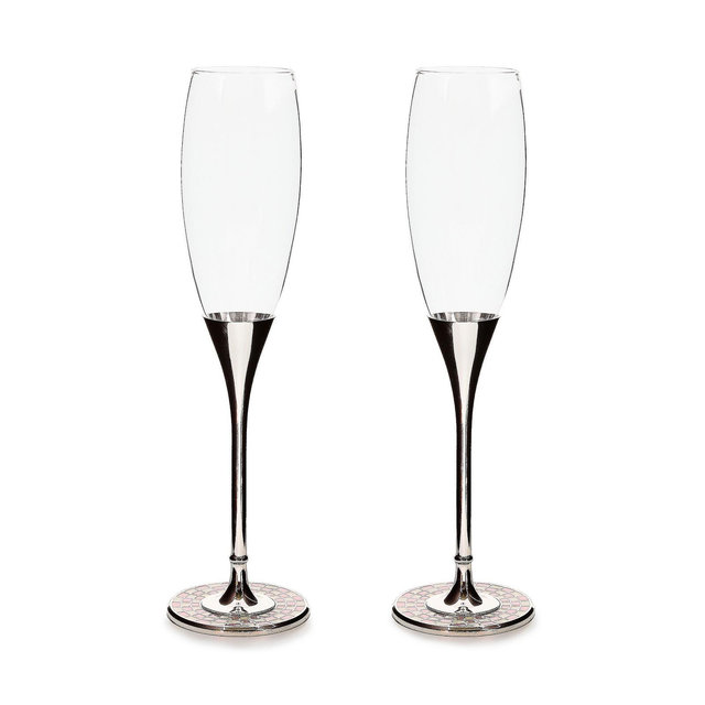MacKenzie-Childs Celebrate Rosy Toasting Flutes, Set of 2