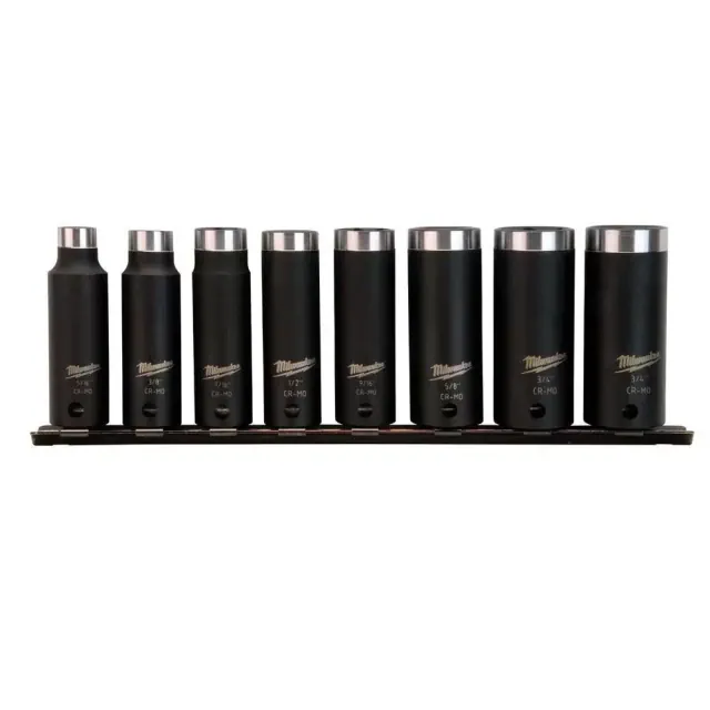 3/8 in. Drive SAE Shockwave Deep Well Impact Socket Set (8-Piece)