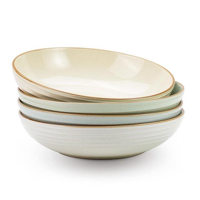 famiware Jupiter Pasta Bowls, 30 OZ Large Salad Bowls Set of 4, Microwave and Dishwasher Safe, Sturdy & Stackable, Serving Bowls for Kitchen, Multi-color