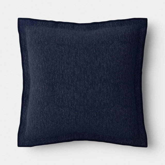 20"x20" Heathered Solid Double Flange Pillow Navy - Threshold™