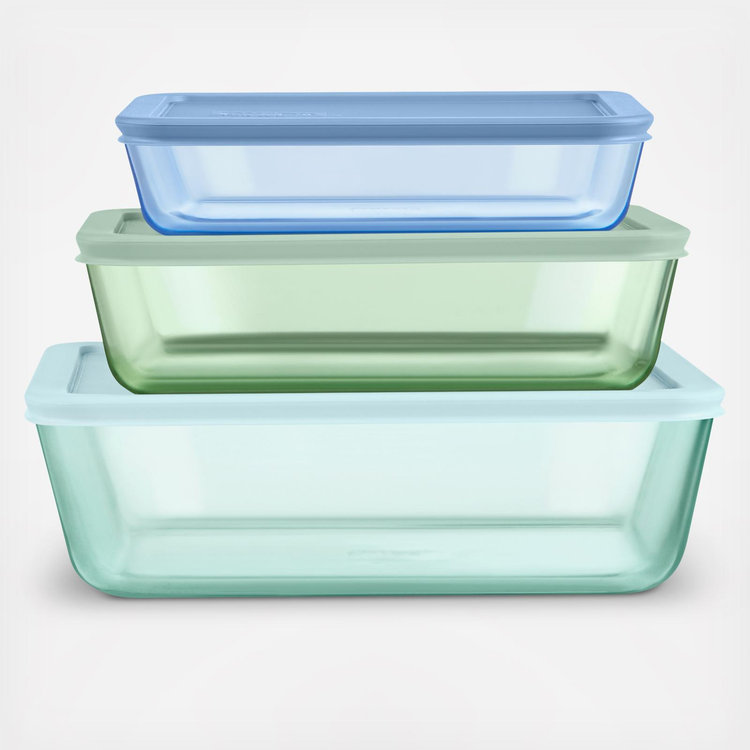 Pyrex Simply Store Tinted 6-Pc. Rectangle Storage Set - Assorted