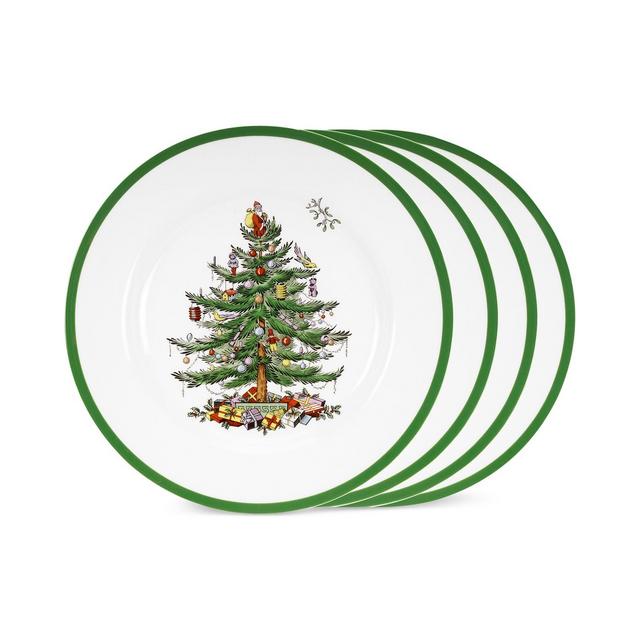 Spode Dinnerware, Set of 4 Christmas Tree Dinner Plates