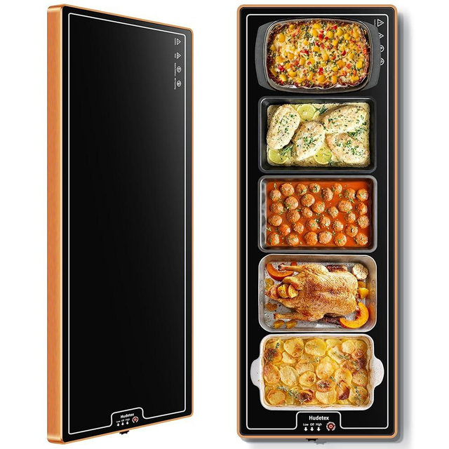 Extra Long 40"x12"-Tempered Glass Electric Warming Tray for Buffets Party/Home Daily Use，Warming Mat for Food，Food Warming Mat，Food Warmer，Button Temperature Control，Heating Fastly in 10s for Family