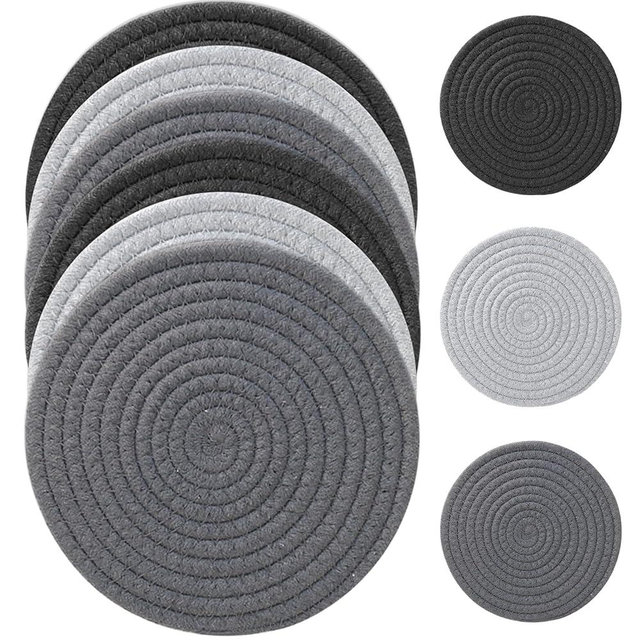 GravGrow Trivets for Hot Dishes, 8 Inch Trivets for Hot Pots and Pans, Thicken Heat Resistant Trivets for Hot Dishes, Pot Holders for Kitchen, Hot Pads Kitchen Essentials for Countertops, 6 Pcs
