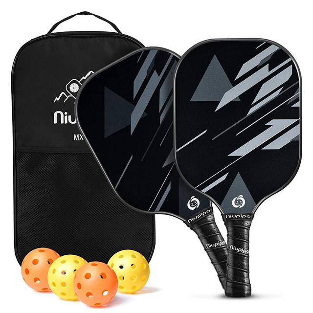 niupipo Pickleball Paddles, Fiberglass Surface, Pickleball Set of 4 Balls & 2 Covers