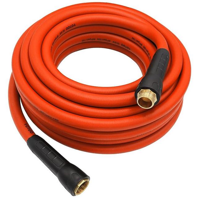 YOTOO Garden Hose 5/8 inx 50 ft, Heavy Duty Water Hose, Lightweight, Flexible, Kink Resistant, 600 PSI Burst with Swivel Grip Handle, Orange