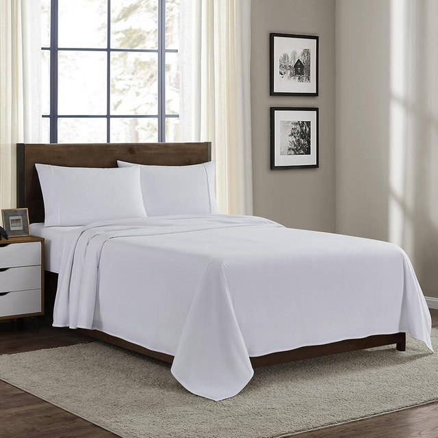 100% Cotton Flannel Sheets Queen Size - Warm & Cozy Flannel Bed Sheets Set for Winter - Soft Brushed Cotton Bedding for Ultimate Comfort - Heavyweight Sheet Set, Queen, White