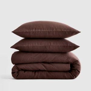 European Linen Duvet Cover Set - Solid: Espresso King/Cal King w/Sham!