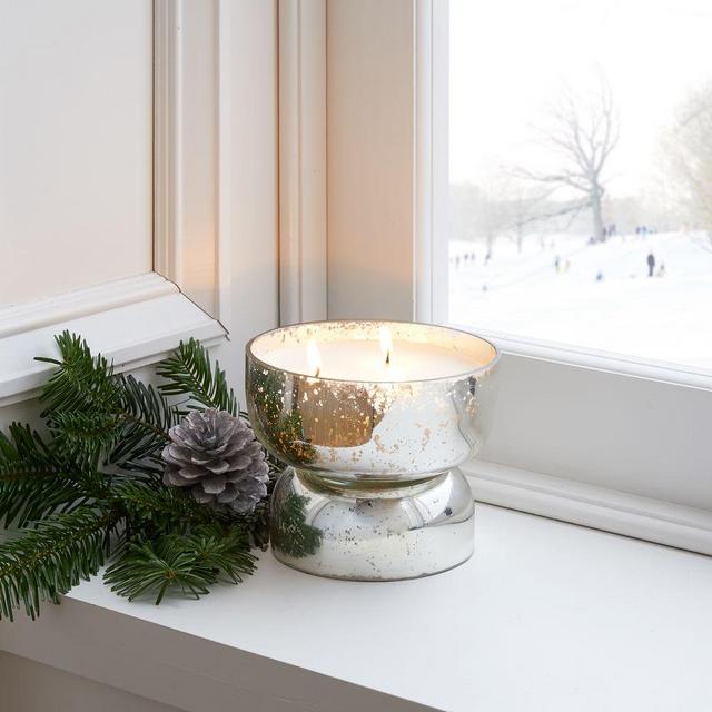 Mercury Pedestal Candles, 3 Wick, Silver