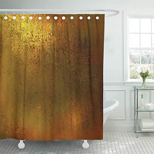 Emvency Shower Curtain Waterproof Decorative Bathroom 66 x 72 inches Gold Abstract Yellow Warm Brown Color Tone with Vintage Earth Earthy Luxury Patina Polyester Fabric Set with Hooks
