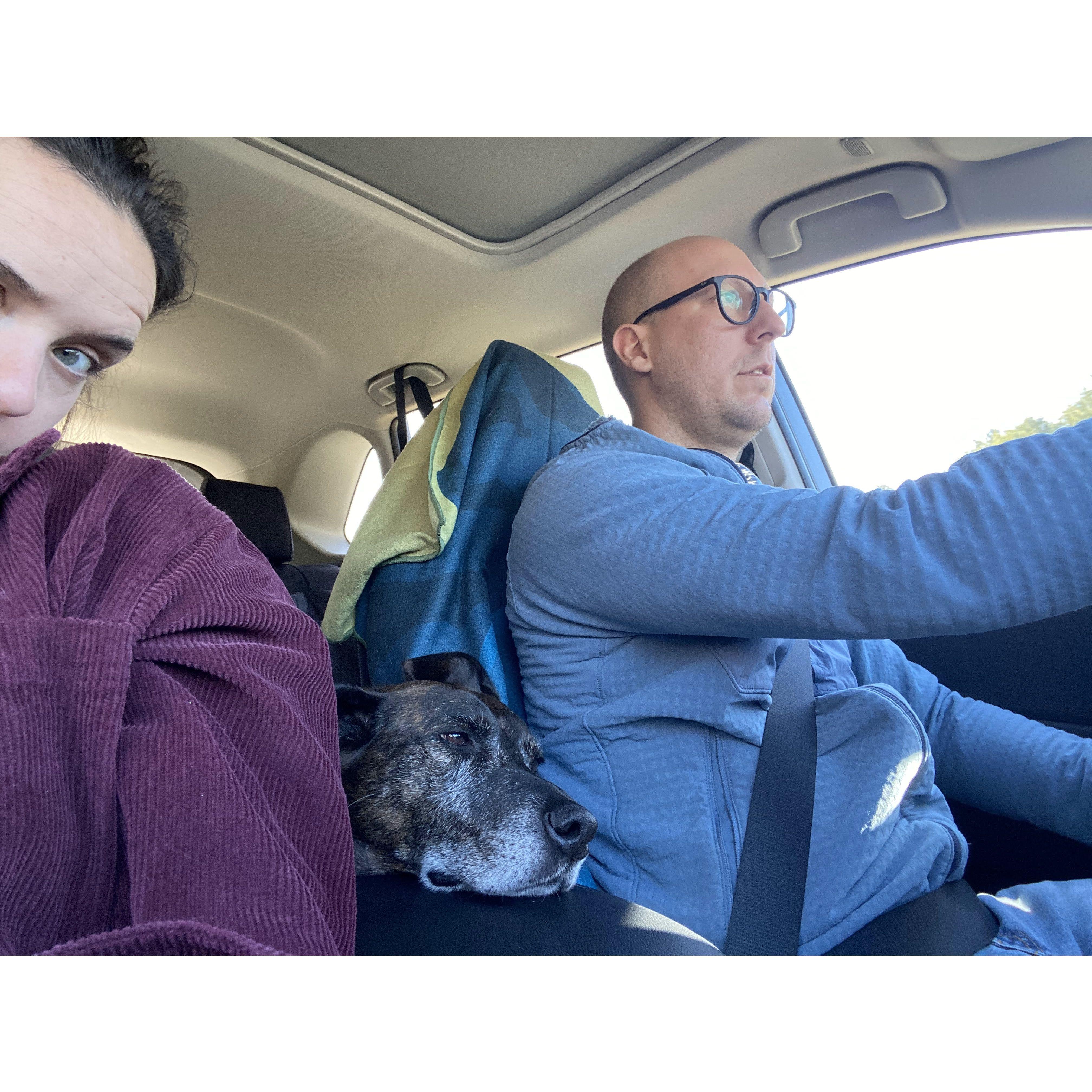 Another road trip with Bo keeping his eye on Erin, me and the road.