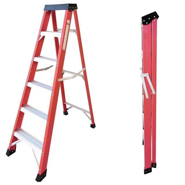 Ladder 6-Foot Fiberglass Platform Step Ladder, 500 Pound Capacity, Type IA, Folding Step Ladder for Home