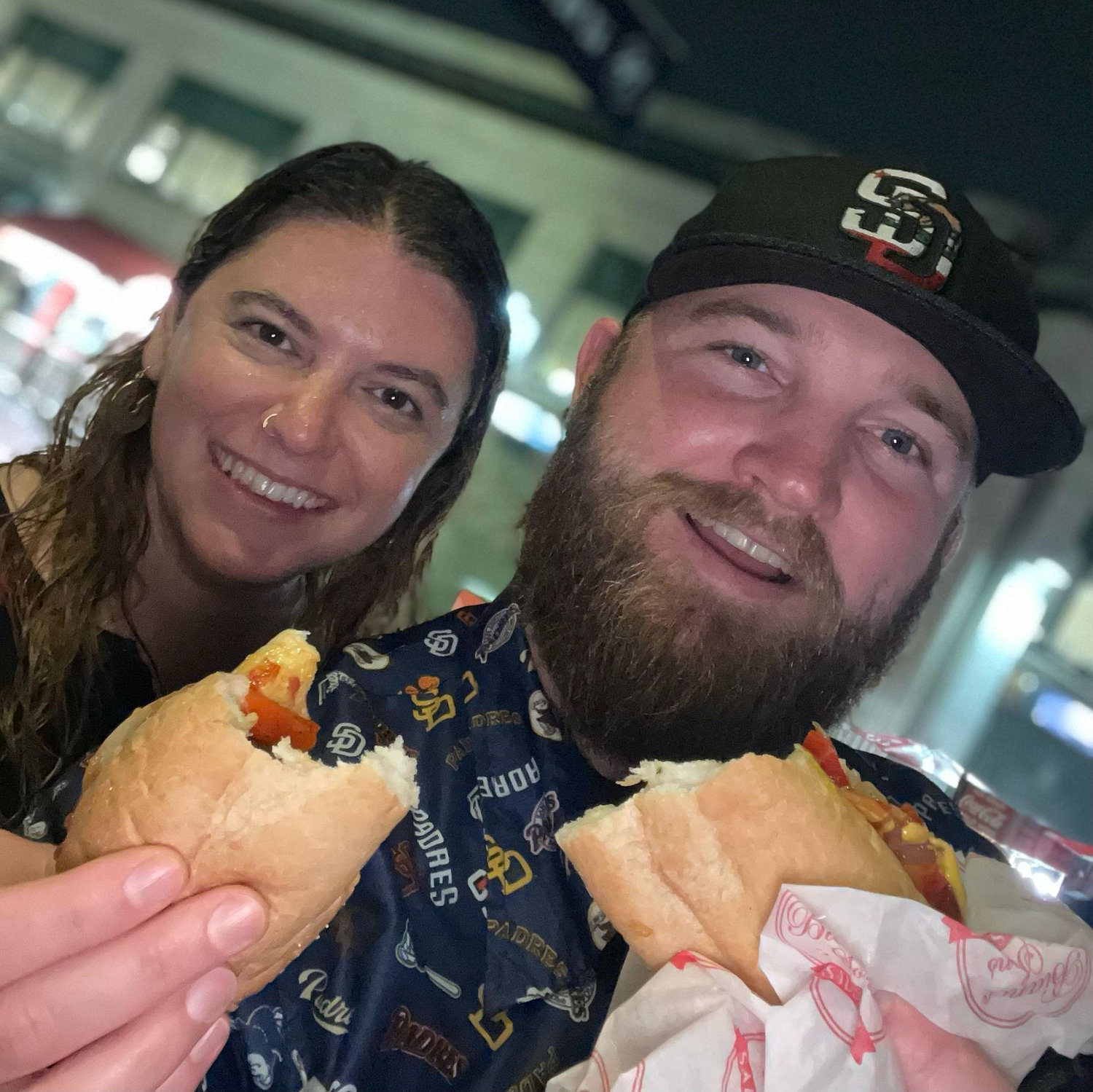 First time taking Brendan home to Boston. We had to get a Fenway frank!