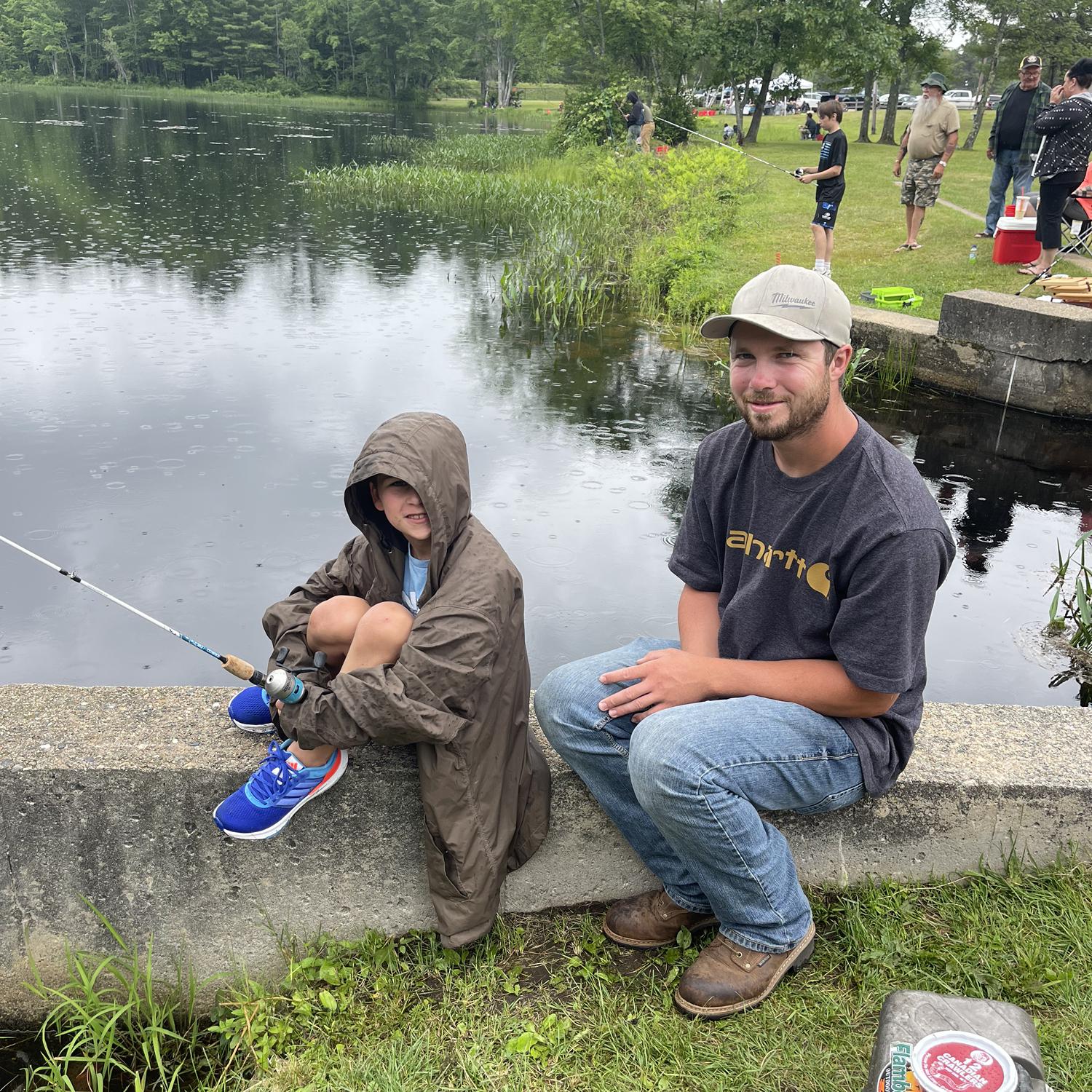 Lukes first fishing tournament! It might have been raining but that didnt stop Luke from winning first prize