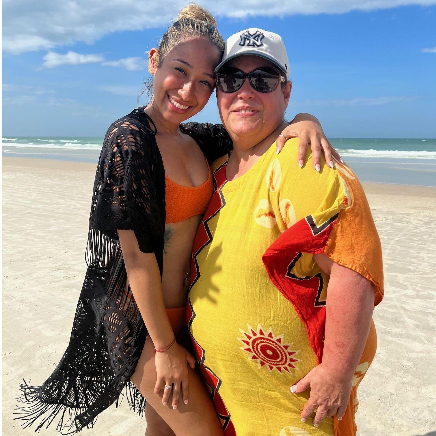 Jackie and her new Mother-in-law Glenda, enjoying a sunny day on a Florida beach.