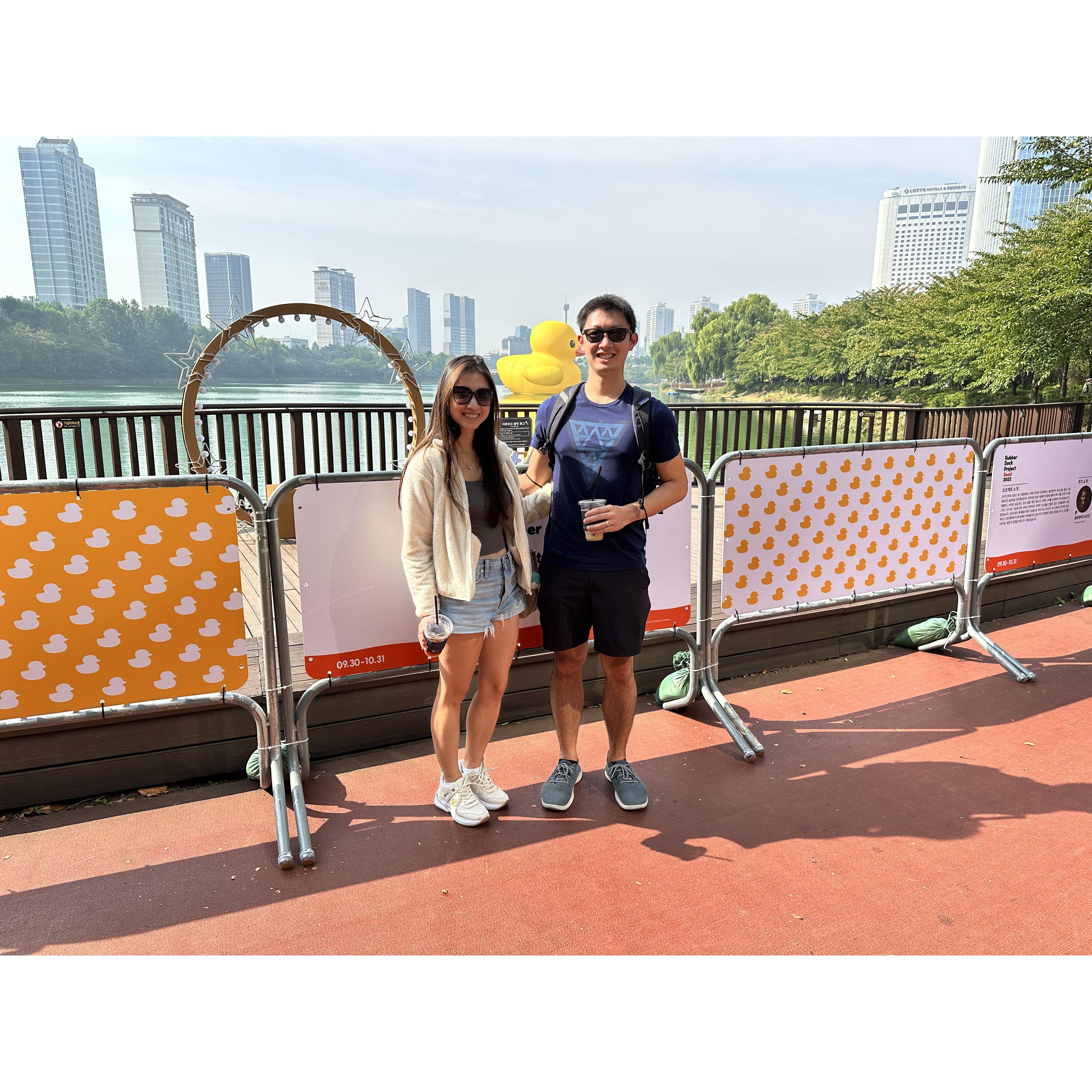 October 2022, Seoul - This was HANDS DOWN the most awkward photo we've ever taken together, but it was because we wanted to show the rubber ducky!