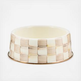Mocha Check Stainless Steel Pet Dish