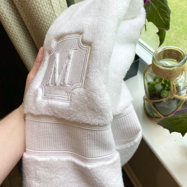 Monogram Embroidered Hand Towel Egyptian Cotton | Embroidered Towel | Embroidered Wash Towel