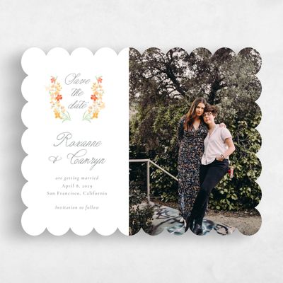 White Scalloped Wedding Save the Date - Pellinore Photo