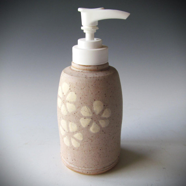 Ceramic Pottery Stoneware Handmade Small Lotion Soap Pump Dispenser One of a Kind