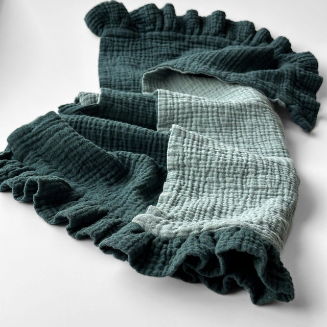 Ruffle Towel - 100% Cotton 4 Ply Muslin, MANY COLORS , Fancy Decorative Guest or Kitchen Towel, Eco Friendly, Available With Hanging Loop