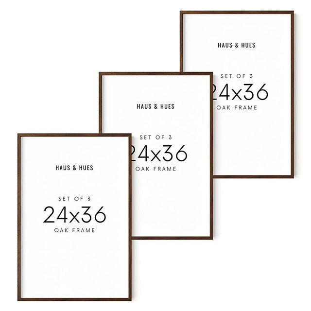 HAUS AND HUES Poster Frames 24 x 36 Inches Set of 4-24x36 Poster Frame Sets for Wall Collage, 24 by 36 Poster Frames, Large Picture Frames 24x36, Wooden Picture Frames, 24x36 Frame Walnut (3, 24x36 in)