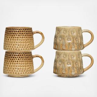 2-Piece Textured Stoneware Mug Set
