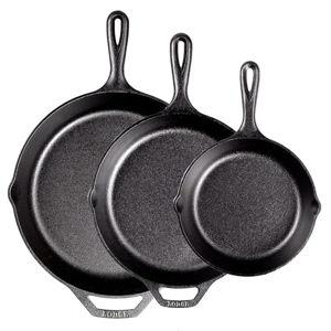Lodge Pre-Seasoned Cast Iron Skillet Set - Set Includes 8 Inch Skillet, 10.25 Inch Skillet, and 12 inch Skillet - 3 Piece