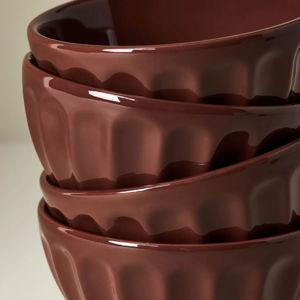 The Latte Stoneware Cereal Bowls, Set of 4: Amelie Edition - Cocoa