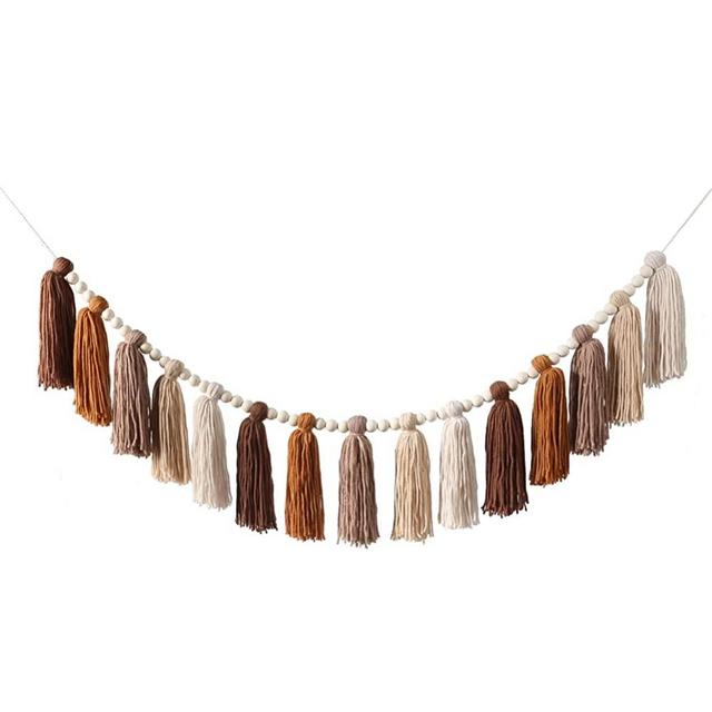 DrCor Boho Tassel Garland Terracotta Rainbow Tassel Wall Hanging Decor for Classroom Nursery Party Kids Bedroom Dorm Office Birthday Baby Shower Decoration