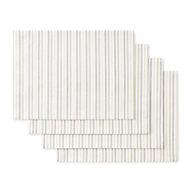 MARTHA STEWART Daisy Stripe Placemat Set, 13"x17.5", Linen