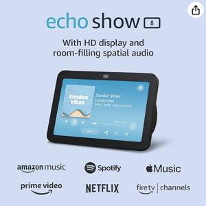 Amazon Echo Show 8 (newest model), With Spatial Audio, Smart Home Hub, and Alexa, Charcoal