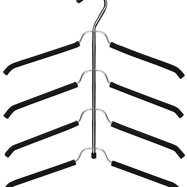Whitmor Chrome and Foam Blouse Hanger, 4-Tier, Chrome & Black