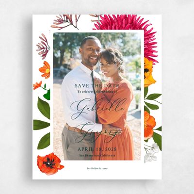 Dark Emerald, Green Wedding Save the Date - Blossom Photo