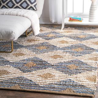 Hand Braided Marla Denim And Jute Diamonds Rug