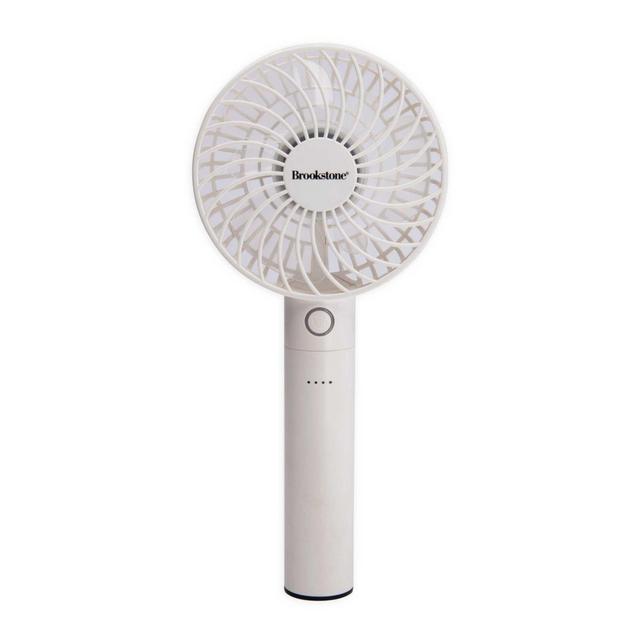 Brookstone® 4-Inch Rechargeable Mini Fan with Power Bank in White